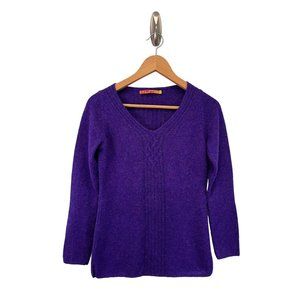Kuna Stunning Violet Purple 100% Baby Alpaca Pullover V-neck Women's Sweater XS